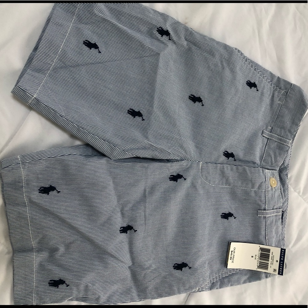 Boys 8 navy pinstripe Ralph Lauren POLO shrts